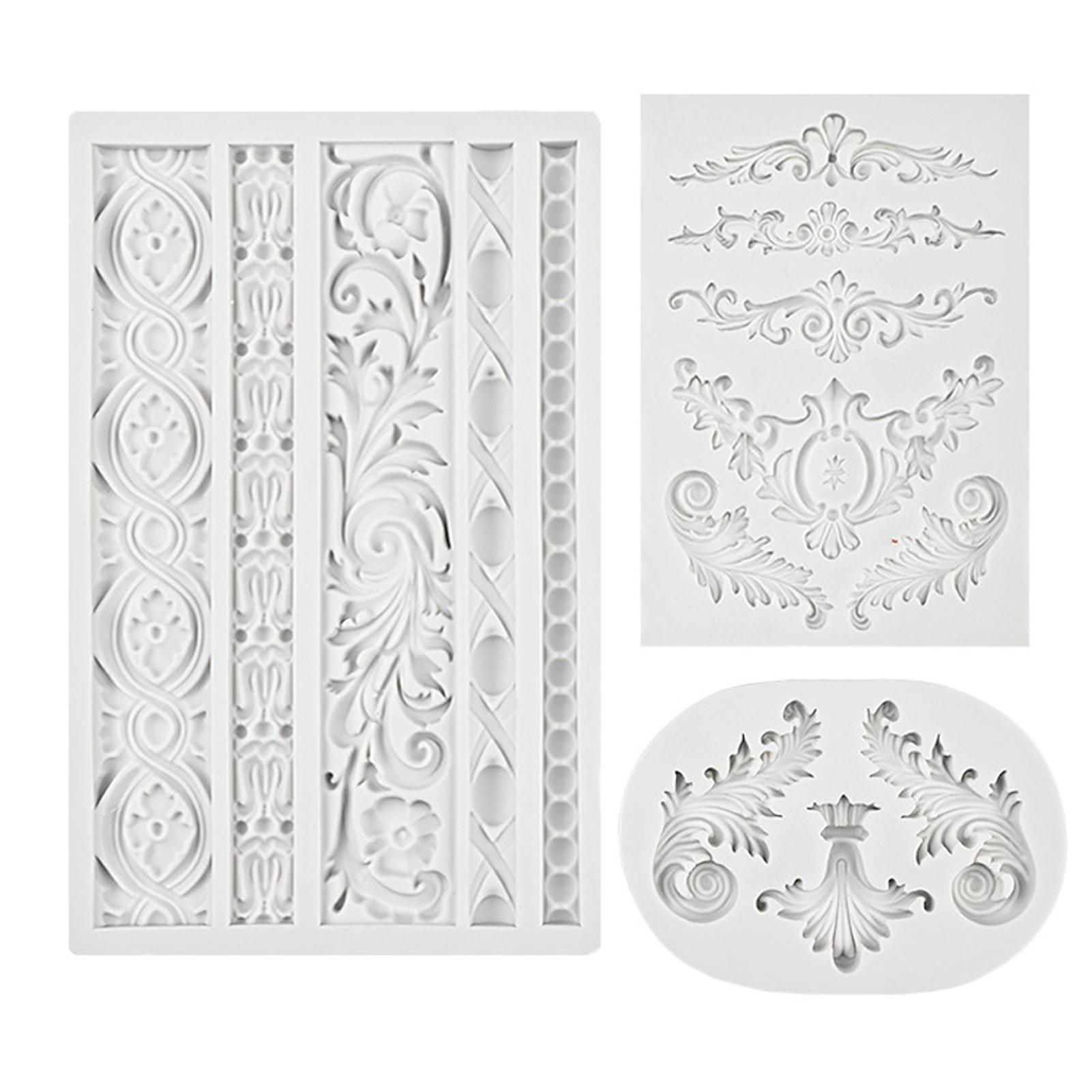 

3PCS/SET DIY European Relief Cake Border Silicone Mold Frame Fondant Cake Decorating Tools Embossed Candy Chocolate Mould