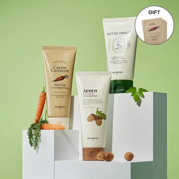 [Carrot Pad Set Free] 2 x Carrot/Pantotenic/Acorn Cleansing Foam 3 Types