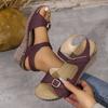 Women's Sandalias Summer Open Toe Platform Sandals Outdoor Casual Leather Sandalias Roman Style Wedge Sandals for Women