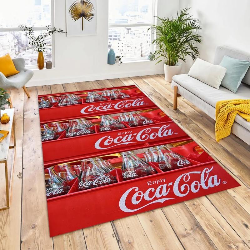 Red Black Splash Coca Cola Logo Non Slip Floor Rug Retro Vintage Drink Brand Washable Indoor Living Room Bedroom Decor Area Carpet