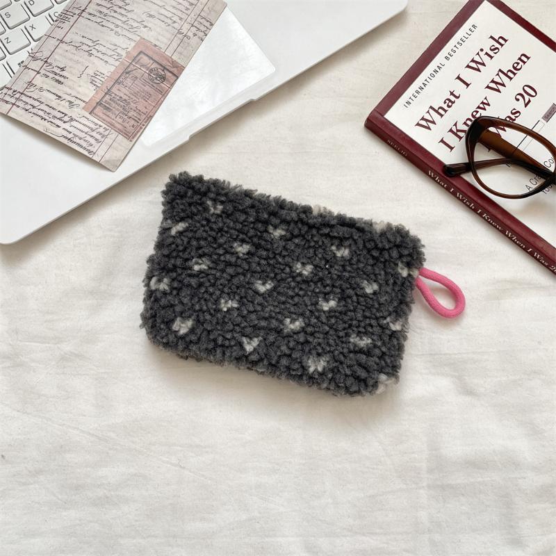 Retro Faux Fur Coin Purse, Vintage Key Chain Pouch, Cute Plush Bag For Lipstick Id Cards & Essentials