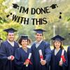 I'm Done With This BS Banner - Congrats Bachelor Grad Party Banner, Bachelor's Degree Graduation Party Decorations Black Glitter