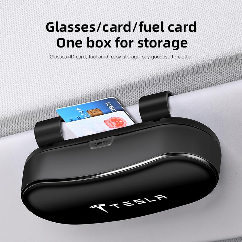 Car Glasses Box Car Sunglasses Holder Sun Visor Storage Case For Tesla Model 3 Y S X Cybertruck Juguete Roadster Coil Bonina