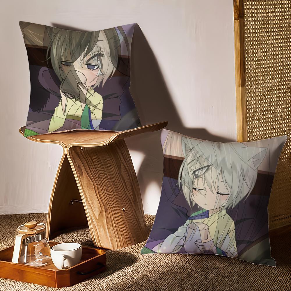 K-Kamisama Hajimemashita Cushion Cover Anti-dustmite Pillowcase Invisible Zipper Silky Short Plush Sofa Cushion Cover