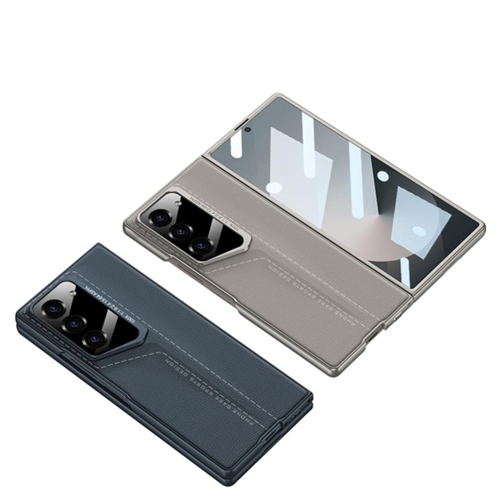 Suitable for Samsung Fold6 Porsche Mobile Phone Case Zfold6 Protective Case Blade Ultra Thin Plain Leather Simple Cover