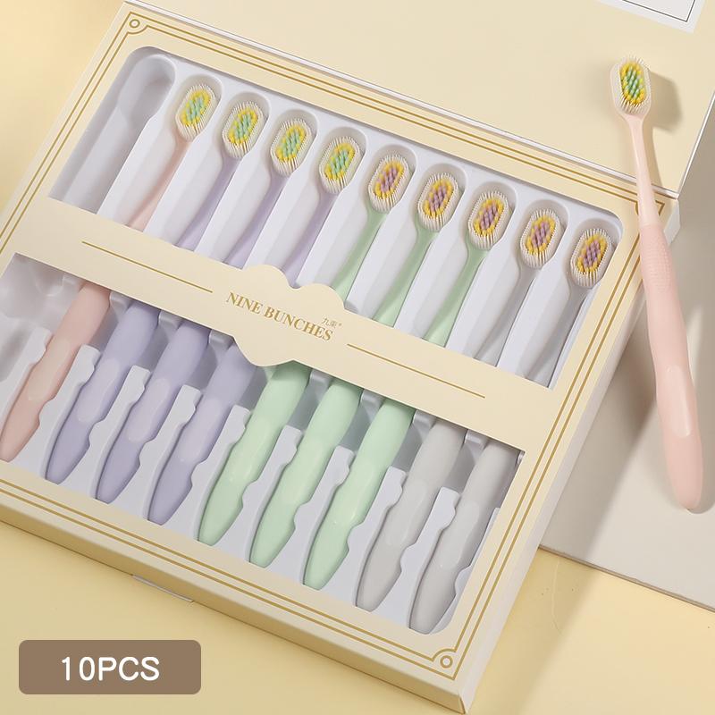 10pcs Pack New Dual Bristle Toothbrush With Soft Silicone and PBT Bristles Double Bristle Toothbrush Polishing Toothbrushes