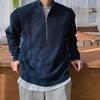 Spring and Autumn Loose Fashion Half Zipper Hooded Sweater for Men, Hong Kong Style Versatile and Casual Design, Stand Up Collar Knitted Sweater