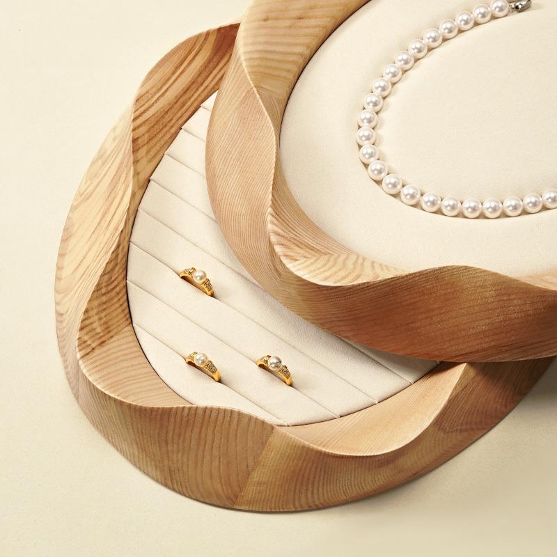Solid Wood Pearl Jewelry Display Tray, Ring Necklace Earring Organizer, Bracelet Jewelry Exhibition Props