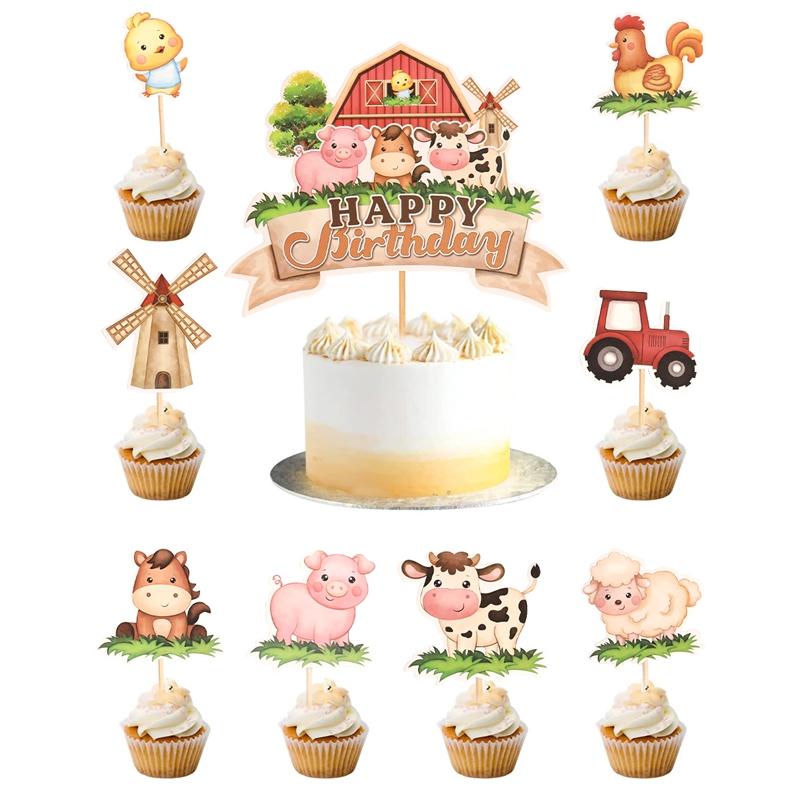 Jungle Animal Happy Birthday Cake Toppers Birthday Cake Decorations for Animal Theme Jungle Birthday Baby Shower Party Supplies