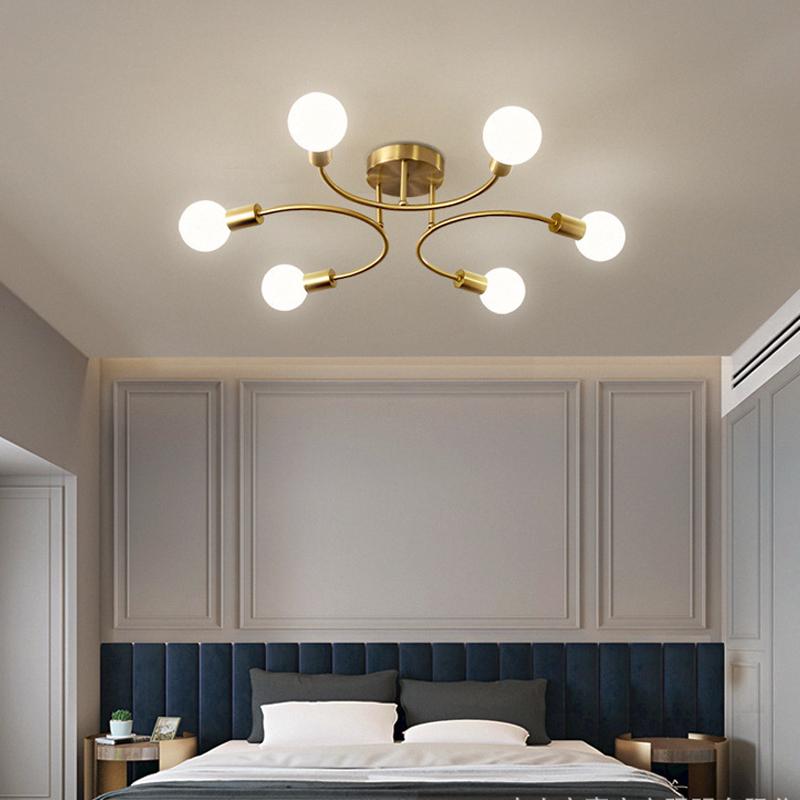 8 Bulb Gold LED Metal Suspension Modern Chandeliers Light Luxury Lustre Ceiling Pendant Lamp for Dining Room Living Room Bedroom