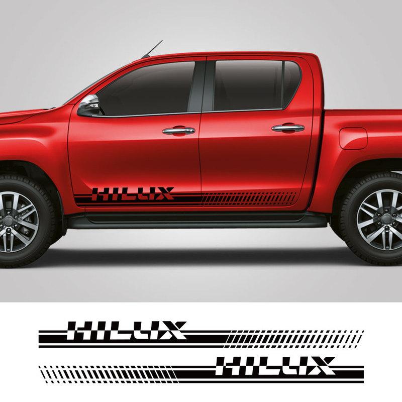 For Toyota Hilux Vigo Revo Pickup Door Side Stripes Sticker Truck Graphics Vinyl Decor Covers Car Decals Auto Tuning Accessories