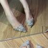 Really Excellent~ Good Temperament! Spring 2025 New Pointed Rhinestone Temperament Thin Heel Sexy Cool Slippers