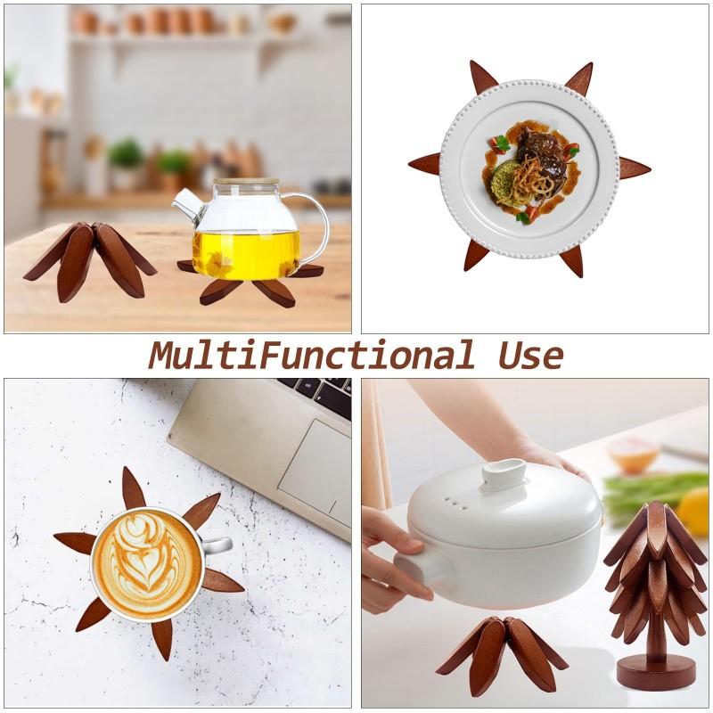 Table Mat Coaster Wood Placemats Tree Design Stand Bamboo Wooden Trivets Decorative Anti Scald Heat Resistant Wooden Mats