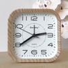 Simple Retro Imitation Wood Grain Alarm Clock - Home Desktop Square Clock Ornament - Student Large Digit Bedside Clock
