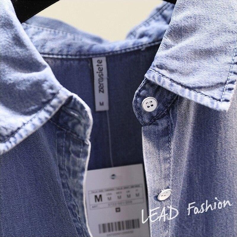 Spring Solid Denim Shirt Dress Casual Tops Fashion Pocket Long Sleeve Shirt For Women Elegant Medium Length Loose Clothes 24120