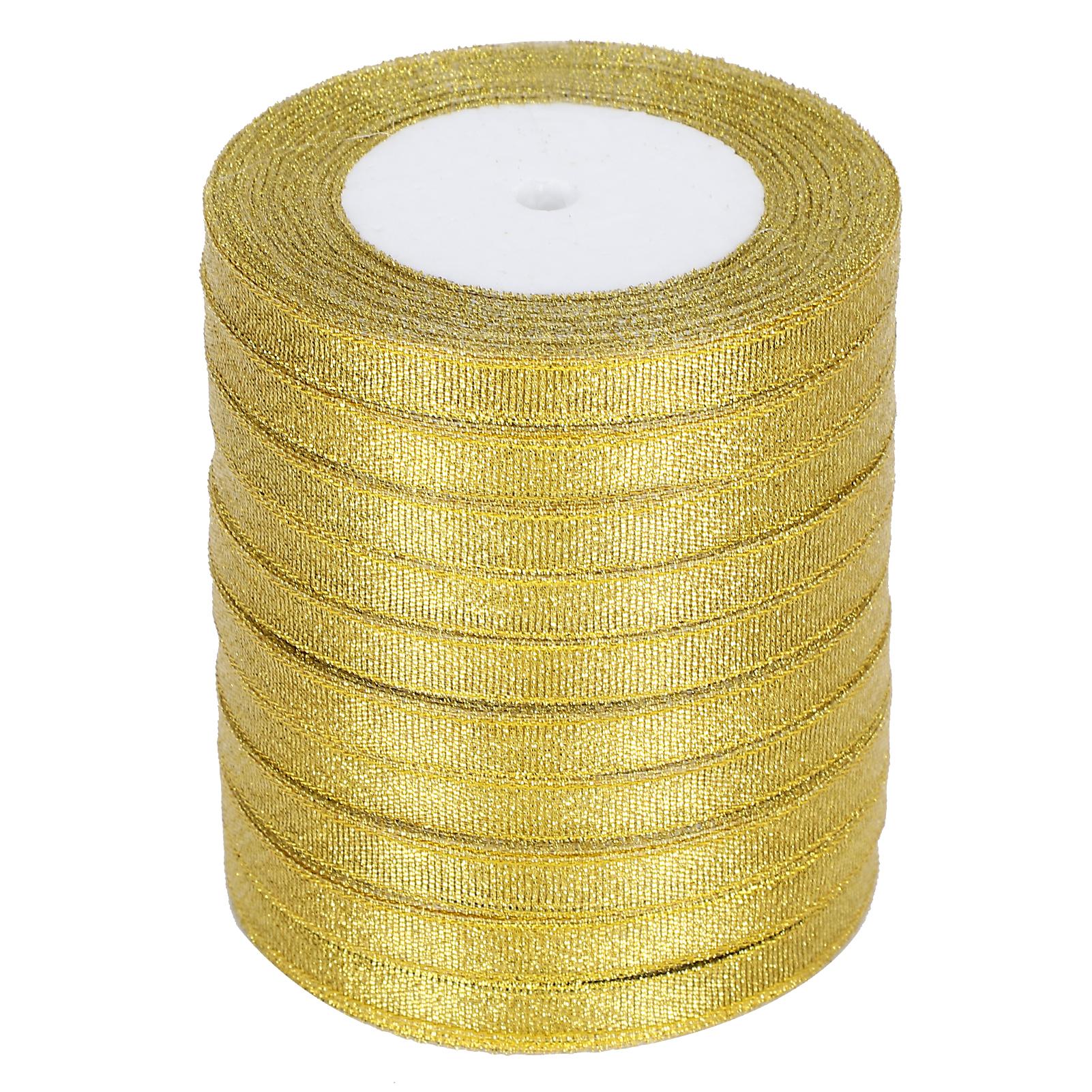

10 шт. рулон 25 ярдов золотая лента DIY бантик рукоделие Рождество свадьба торт повязка 1 см