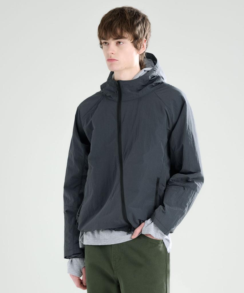 Zplish Curved Hooded Wind Jacket Charcoal