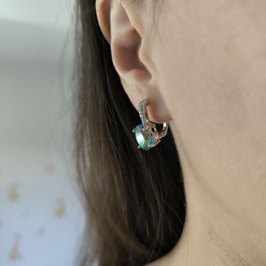 Серебряные серьги с мистик топазом 3.682ct (2190226)