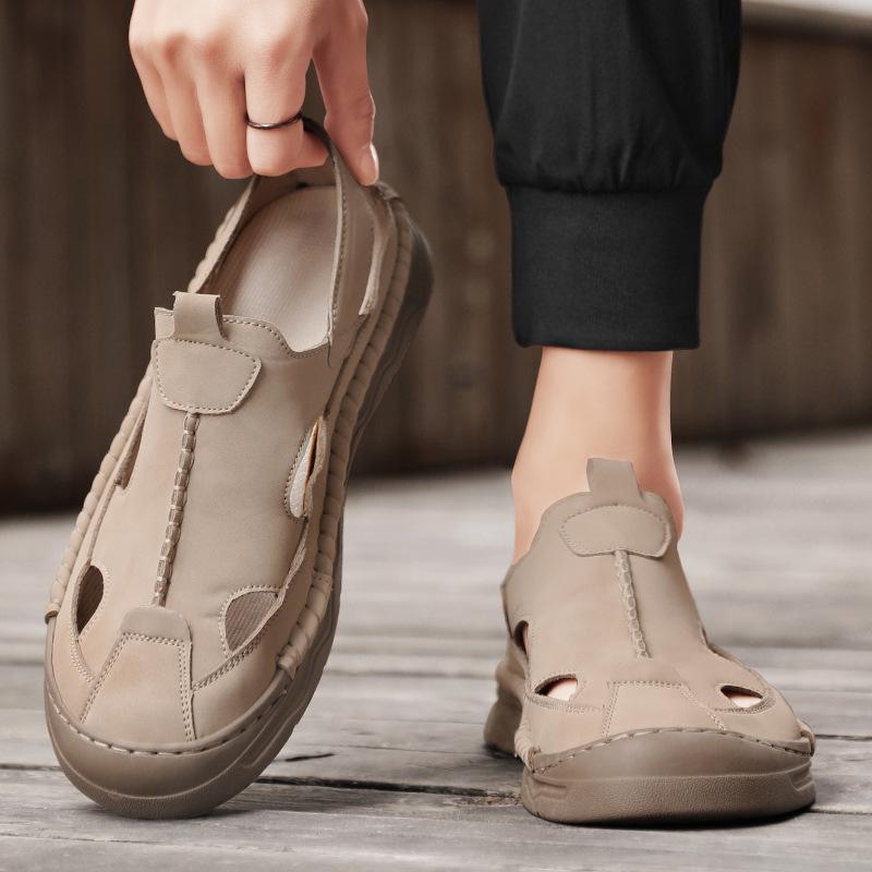 Baotou Slippers Men's 2025 New Outdoor Beach Sandals Men's Trendy Men's Shoes Sewn Men's Shoes