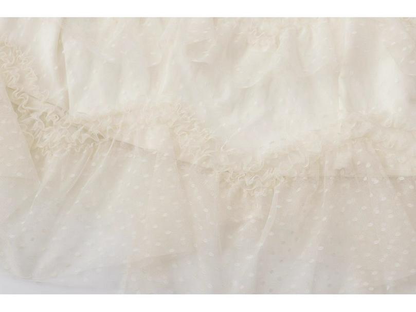 Irregular Wood Ear Lace Polka Dot Mesh Skirt – Women's Autumn/Winter French Style Fluffy Long Cake Skirt