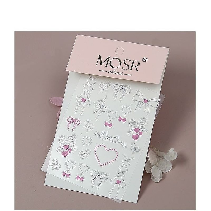 Miumi - Lace Up Bow & Heart Adhesive Face Gem Makeup Decoration