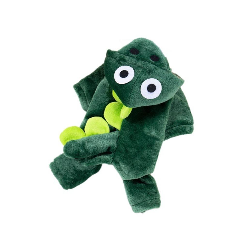 

Plush Pet Dinosaur Costume Warm Pet Jumpsuits Dinosaur Transformation Outfit for Cats and Dogs XXL зелёный