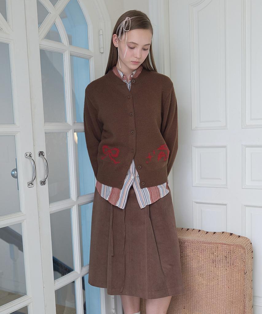 Pisis String Belted Corduroy Skirt_Brown