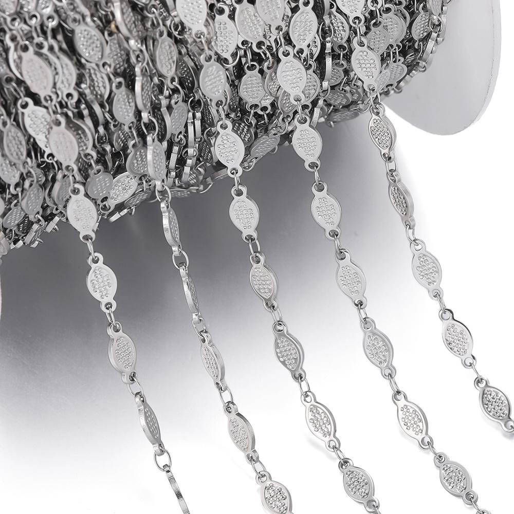 1Meter Stainless Steel Embossing Love Heart Leaf Oval Star Moon Link Chains Necklace Bracelet Jewelry Making DIY Chain Supplies