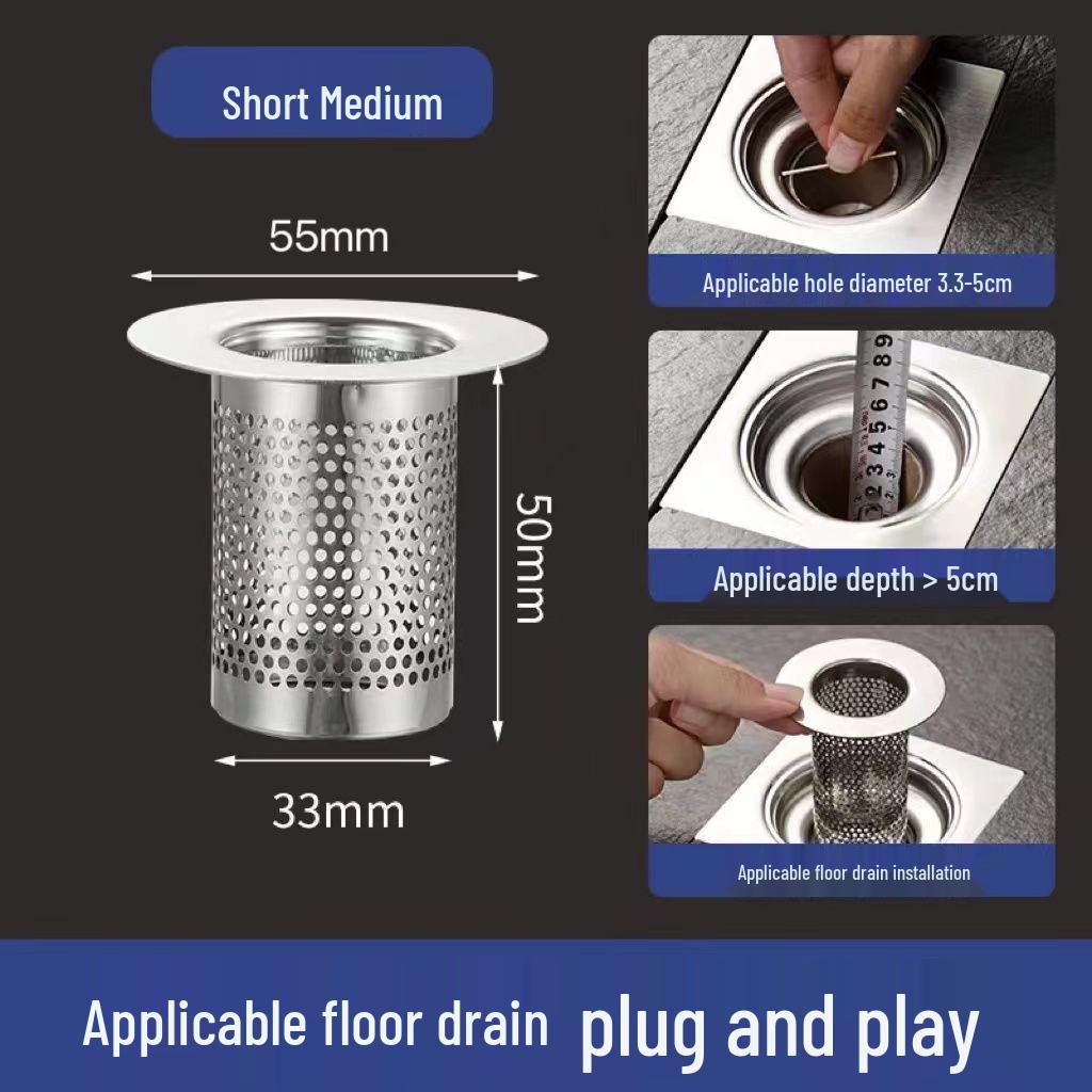 Stainless Steel Floor Drain Mesh Cover and Anti-Clog Sink Filter