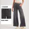 Women'S Jeans, Ladies Washed Casual High Waist Elastic Waistband Loose Fit Denim Pants and Clothing, Versatile Elegant Wide Leg Jeans for Women