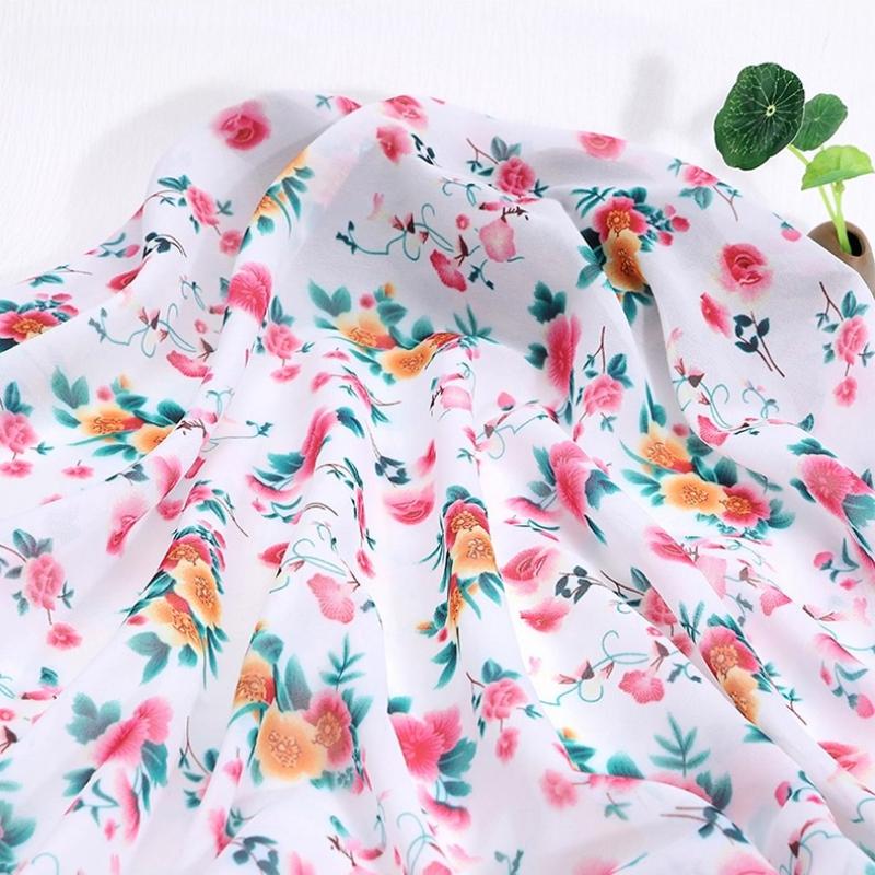 100x150cm 30D Printed Chiffon Ink Chinese Style Fabric Transparent for Sewing Skirt Gauze Scarf Clothing Fabric