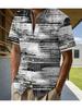 Navy Blue Striped Print Men's Casual Shirt - Short Sleeve Button-up Design, Suitable for Summer Outdoor and Casual Wear, Daily Outfit