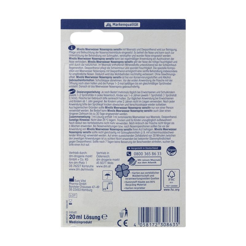 Mibolis Seawater Nasal Spray Sensitive 20ml