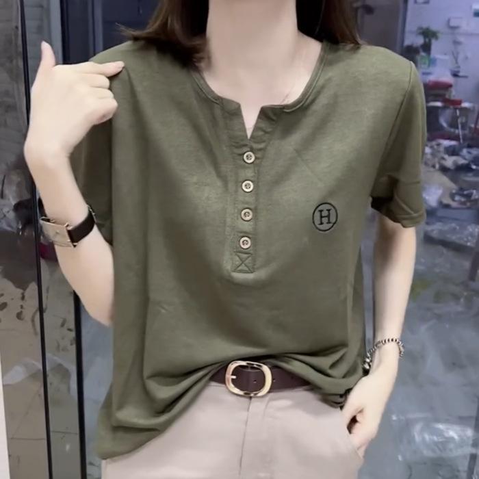 Short-sleeved T-shirt for Women In Summer Large Size Loose New Style To Cover Belly and Make Them Look Slim and Versatile Mother Casual Top for Women