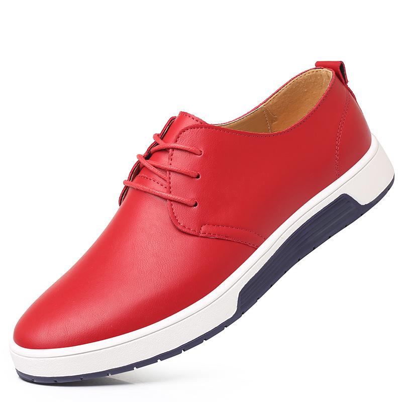 Herenmode, casual veterschoenen met puntige neus 47 rood