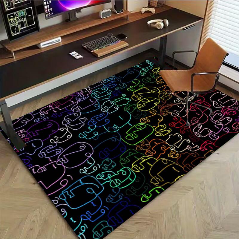 1PC Faces Artwork Extra Large Non Slip Floor carpet, Office, family, bedroom, Studio Large Area Rug Indoor Rugs, , Vibrant Colors