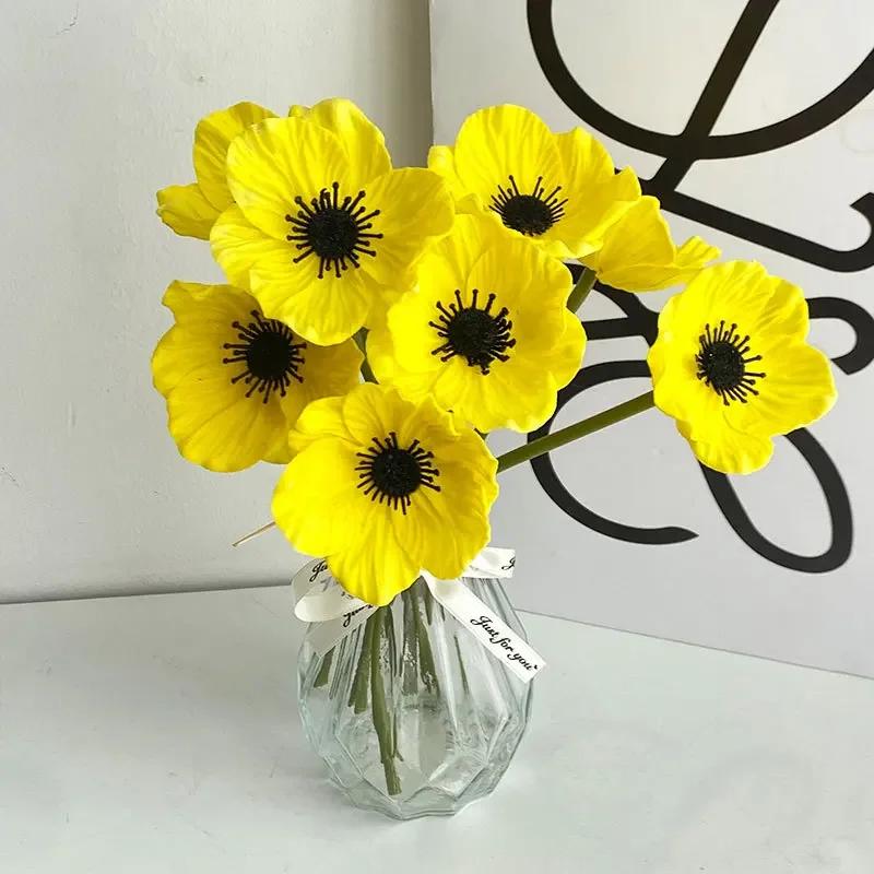 5/1PC 29CM PU Mini Poppy Flower Artificial Flower Ins Home Decoration Poppy Beauty Photography Props Ornaments Simulation Plants