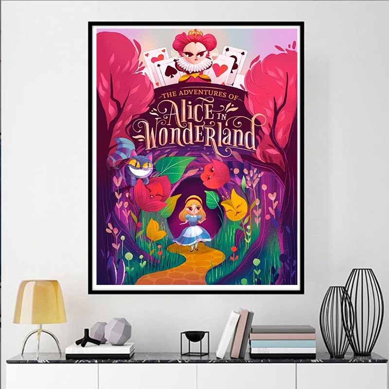 Disney Diamond Painting Alice in Wonderland Fairy Tale Illustration Mosaic Embroidery Image Creation Diamond Painting Cross StitchHomeDecoration5D DIY