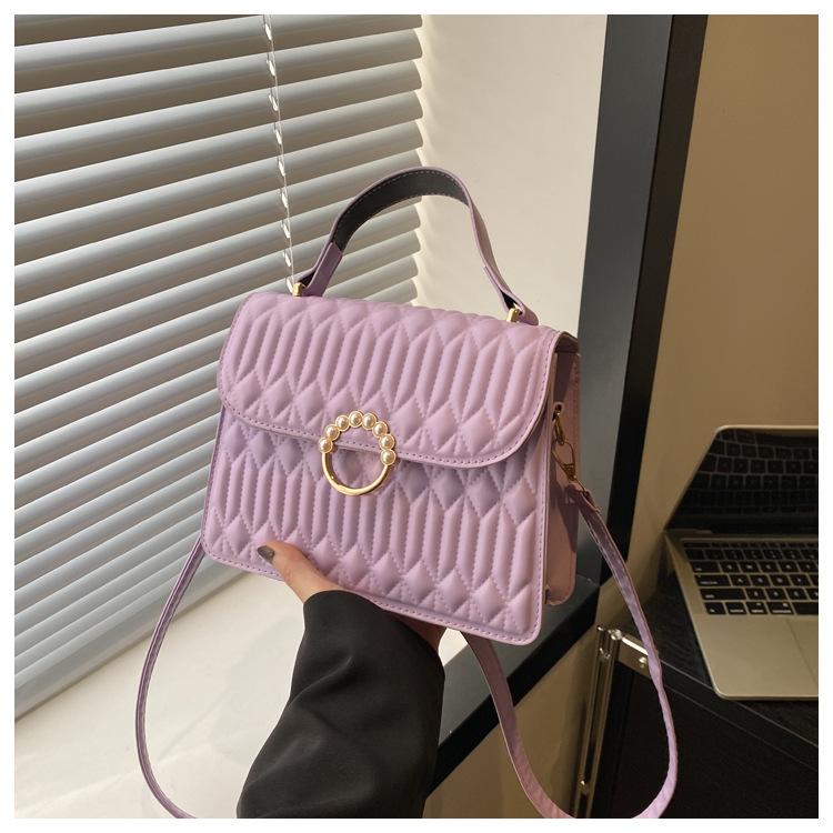 

Складена сумка жіноча модна маленька квадратна сумка 2024 літо тиснена картата сумочка іноземна текстура ретро сумка-месенджер фіолетовий