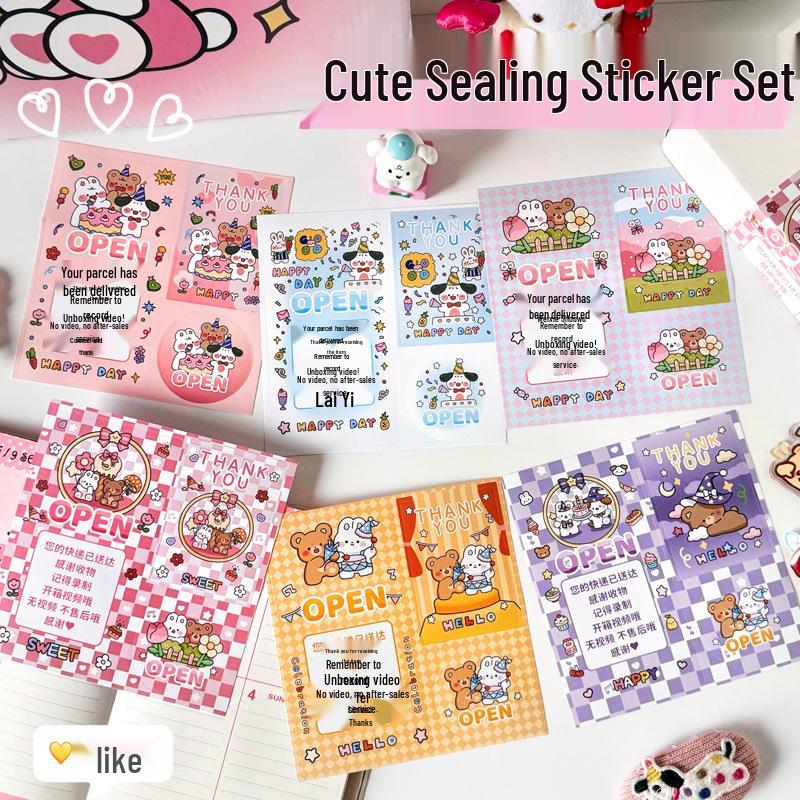 Cute Cartoon Style Adhesive Sealing Stickers for Cards and Gifts