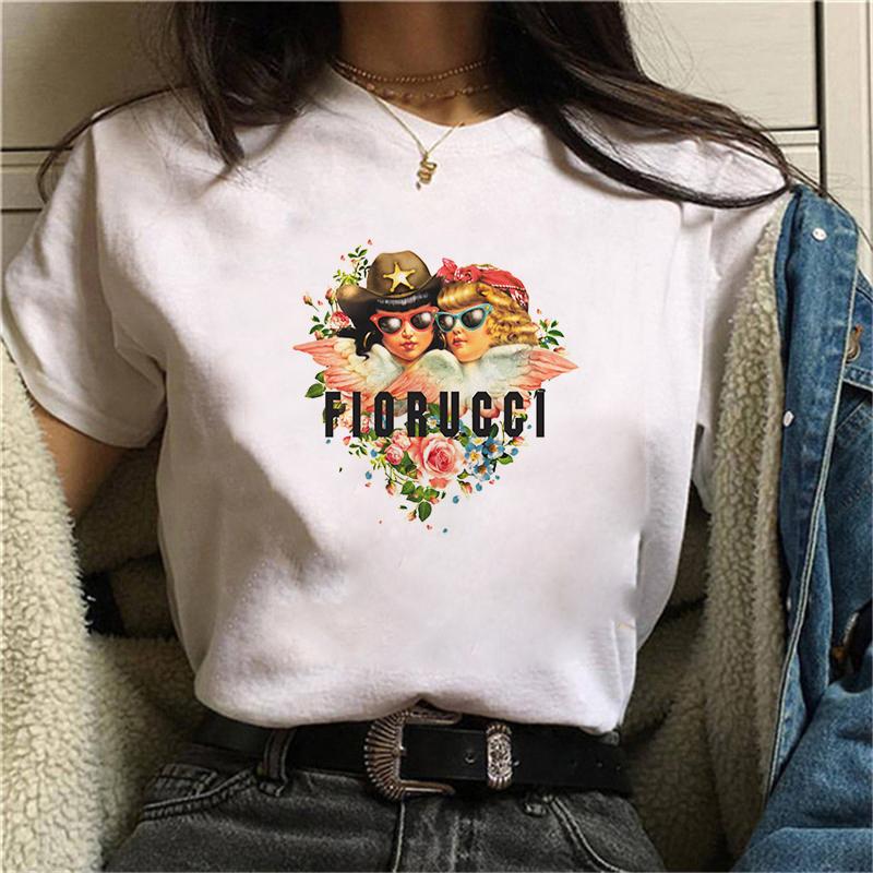 

Cupid Angel Print T Women s Shirt Summer Clothesharajuku Tshirt Vintage Ulzzang Aesthetic Female Kawaii T-Shirt Top Tee Casual S білий