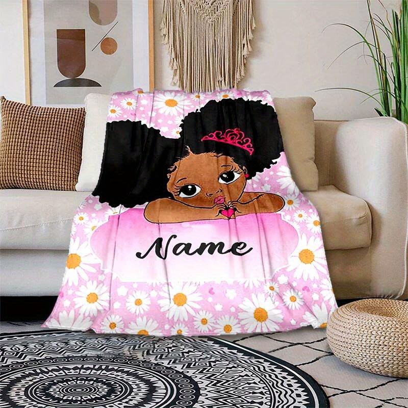 Girl Lying On The Clouds Customize Your Name Blanket Used For Chair Office Sofa Bed Camping Soft And Warm Giving Friends And Relatives Birthday