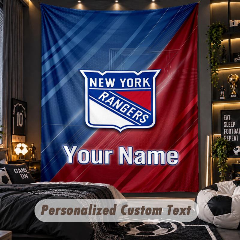 TapestryNew York Rangers Custom Name Text Personalized Wall Hanging Tapestry Home Wall Decor