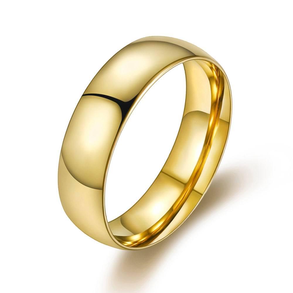 Korean Style Titanium Steel Couple Rings: Gold Polished Simple King or Pinky Ring for Men and Women