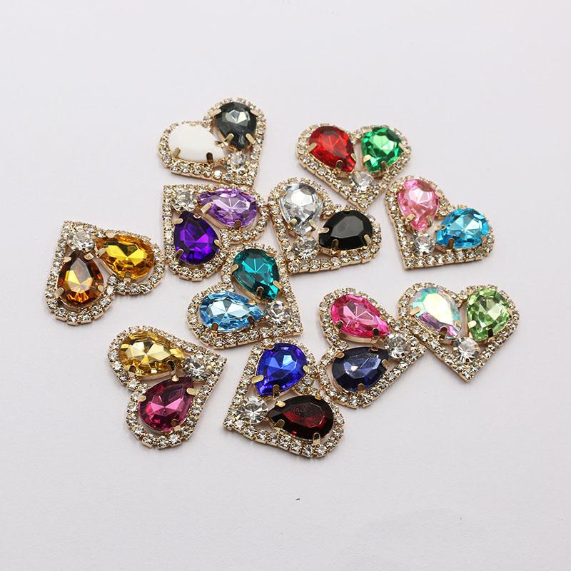 LKERAN 10pcs26 * 28MM Love Rhinestone Acrylic Button DIY Clothing Decoration Wedding Dress Handmade Decoration Accessories