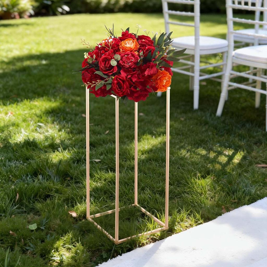 Wedding Flower Stand, 10PCS 60cm Column Flower Stand, Floral Stands with Metal Laminate, Gold Rectangular Floral Display Rack for Wedding, Party,