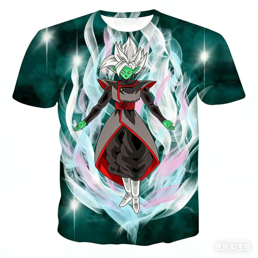 Japanese Anime Dragon Ball Z Printed Super Fused Zamasu Dope White Mighty Aura T-Shirt Fashion Kids Adults Cosplay Tops Clothing