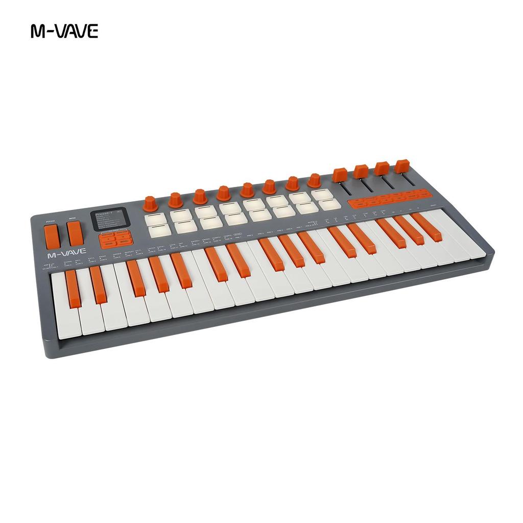 37-Key Portable MIDI Keyboard & Dynamic Synthesizer with Built-In Sound Source, Perfect for Live Performance, On-the-Go Use, and Music Production.
