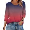 Women's Fashion Casual 3/4 Sleeve Print Shirt Women's Round Neck Tops