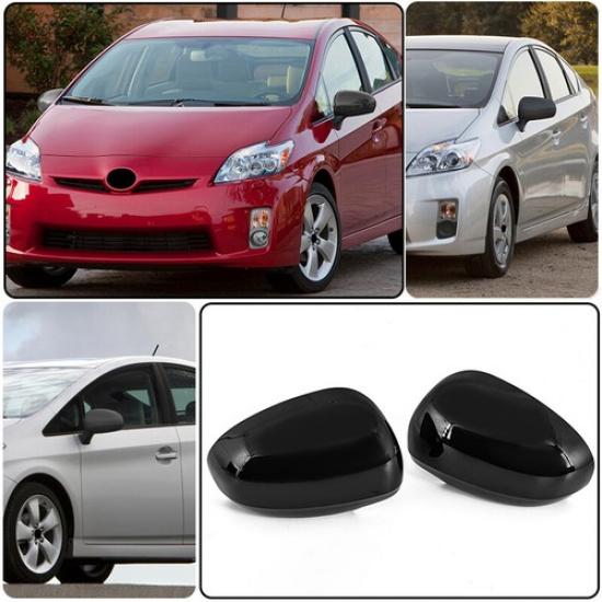 Pair Rearview Side Mirror Cap Covers Gloss Black for 2009 2010-2015 Toyota Prius